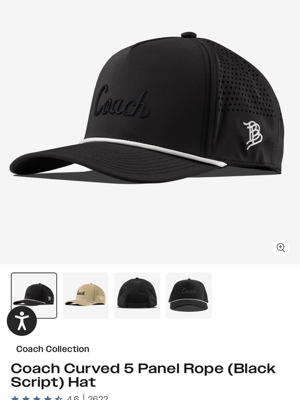 NEW Coach Curved 5-Panel Rope Hat - Black branded bills